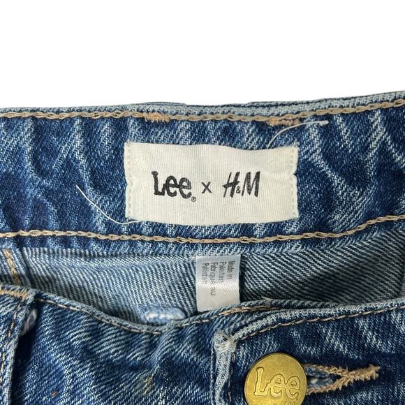 Lee x H&M Relaxed Tapered Mom Denim Jeans High Rise Loose Fit Dark Wash 10 - Picture 5 of 6